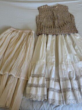 VINTAGE - Early 60s Sequin top/Late 60s prairie-type skirts (2) UNFINISHED waist